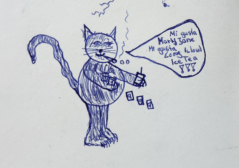 Handgezeichnete Katze Schmusepfeife