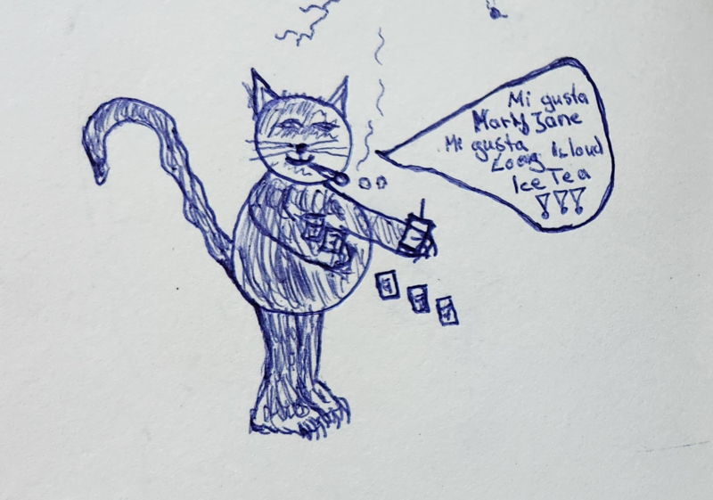 Handgezeichnete Katze Teehexe
