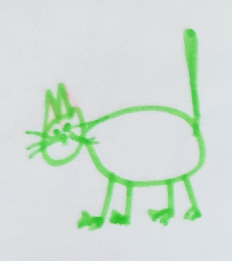 Handgezeichnete Katze Grünz