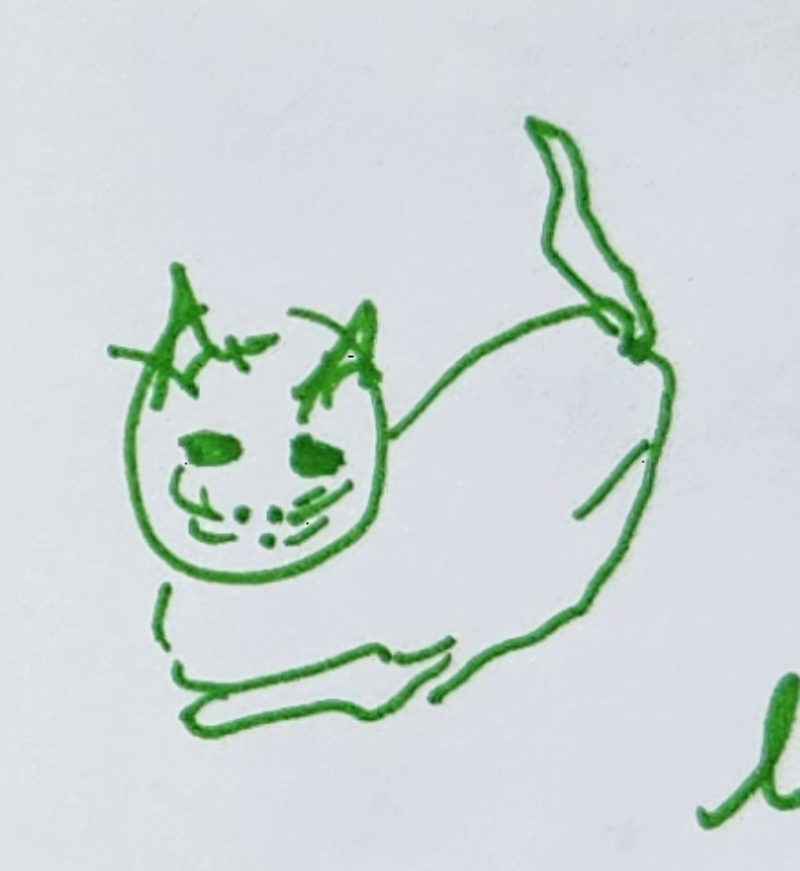 Handgezeichnete Katze Grünlümmel