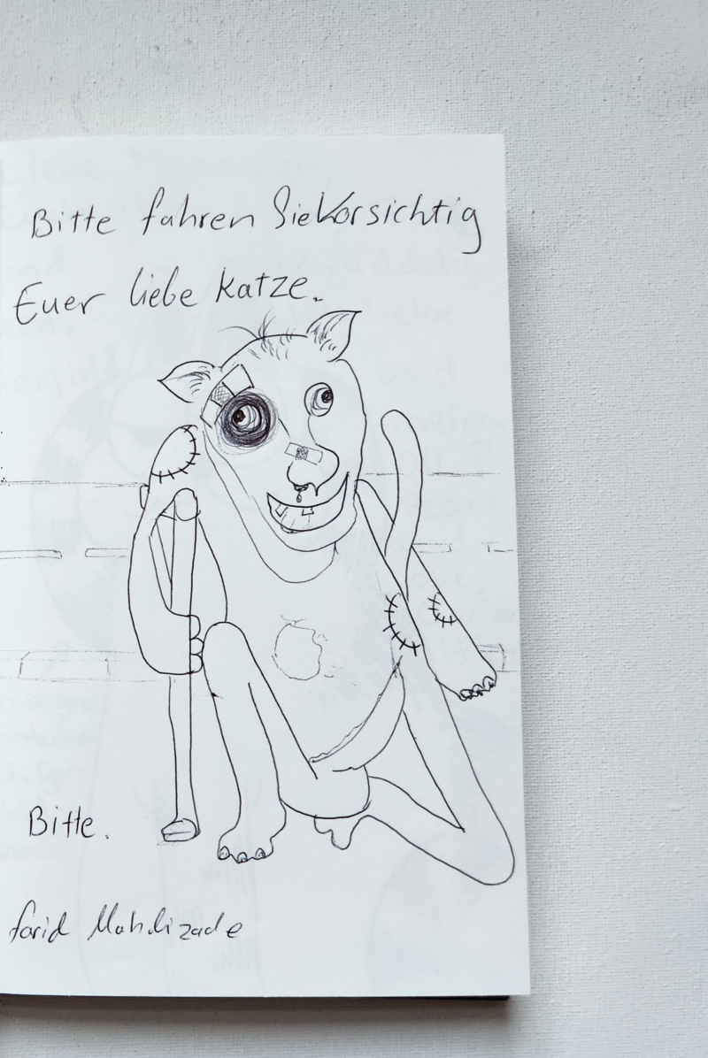 Handgezeichnete Katze Mauzi mit Pflaster
