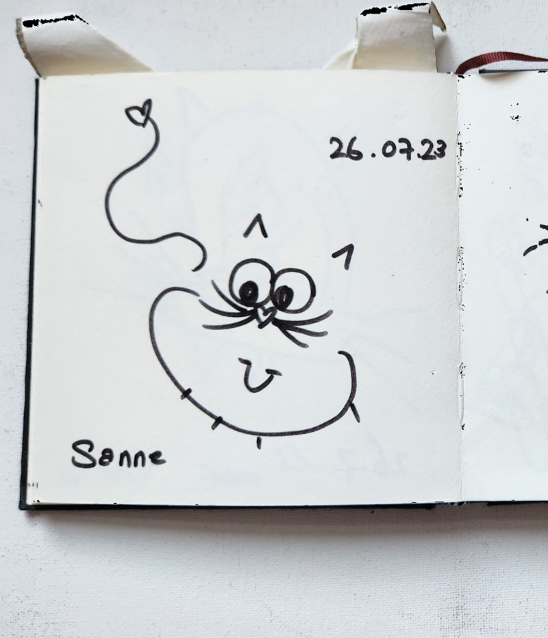 Handgezeichnete Katze Sonne