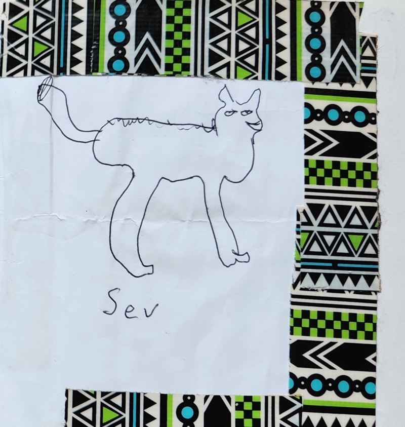 Handgezeichnete Katze Sev