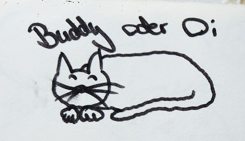 Handgezeichnete Katze Buddy oder Oi