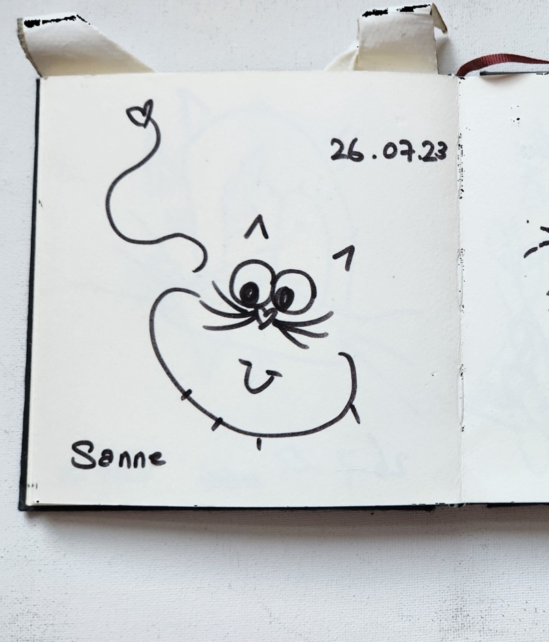 Handgezeichnete Katze Sonne