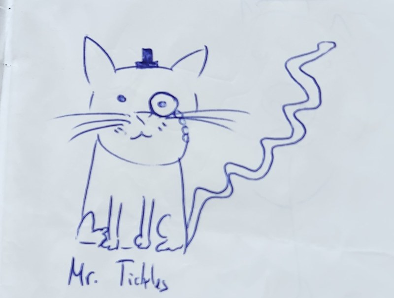 Handgezeichnete Katze Mr. Tickles