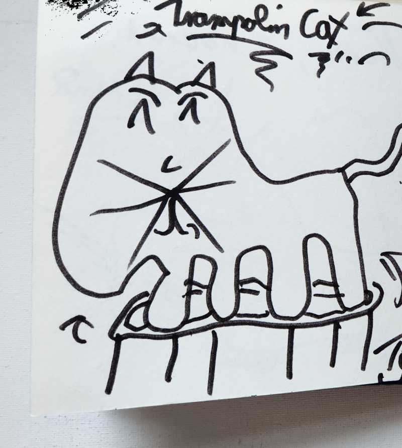 Handgezeichnete Katze Trampolin Cat