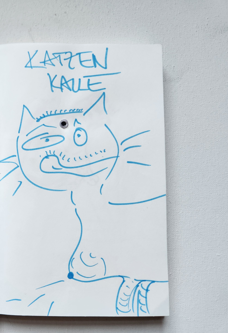 Handgezeichnete Katze Kratzen-Karl