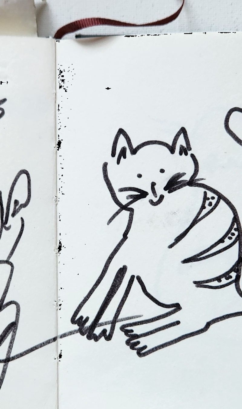 Handgezeichnete Katze Schneewichtel