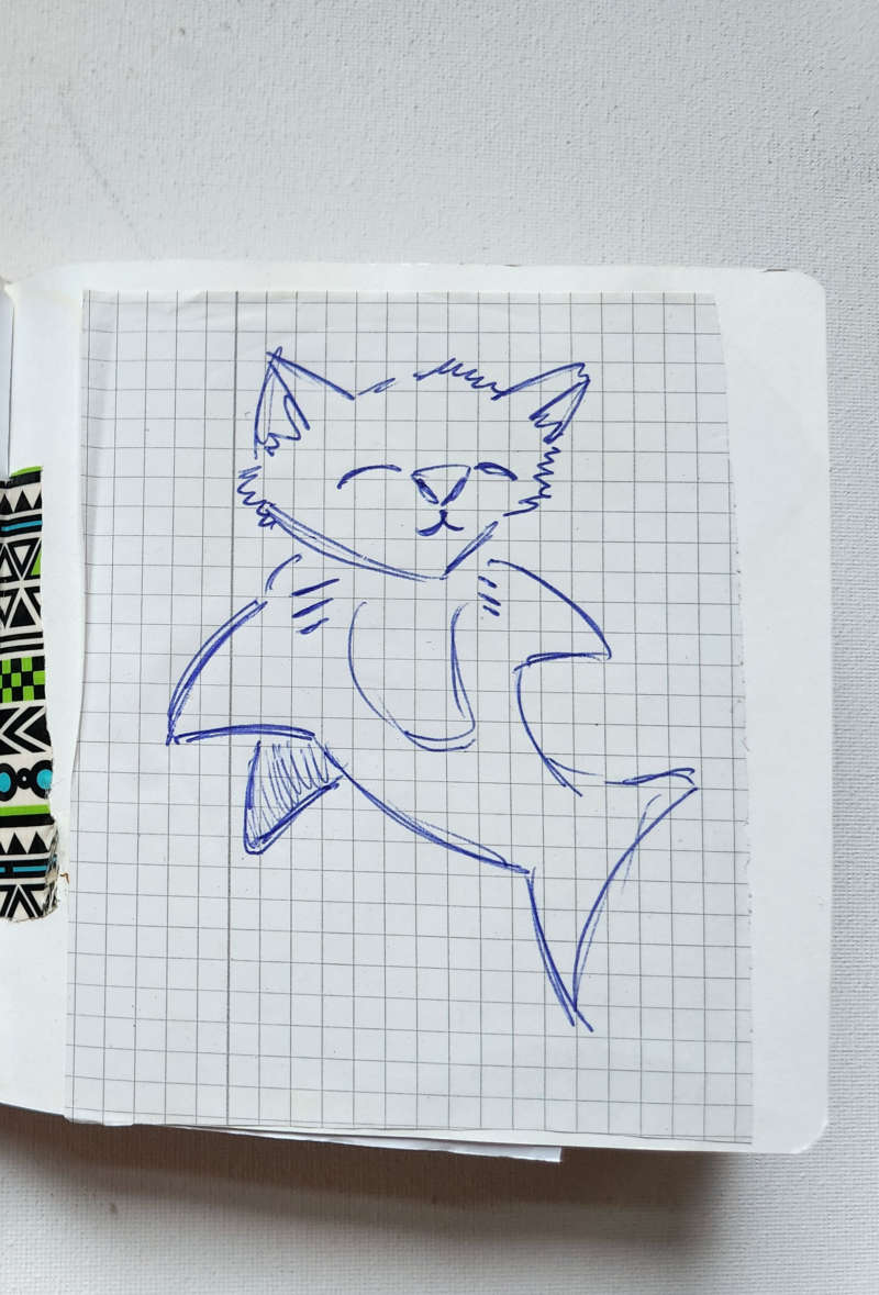Handgezeichnete Katze Kuschelklau