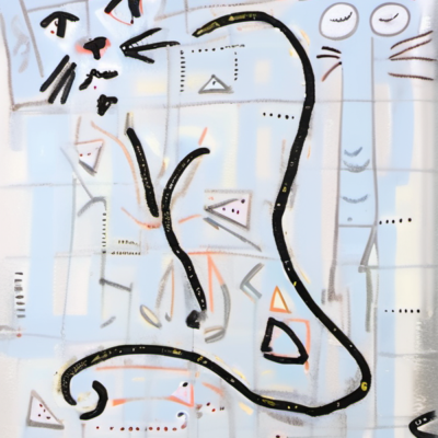 Tintenfleck im Stil basquiat