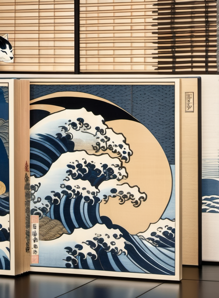 Cat-Dream im Stil von Hokusai