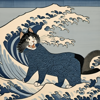 Wuschelbart im Stil hokusai