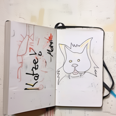 Wuschelkatze im Stil basquiat