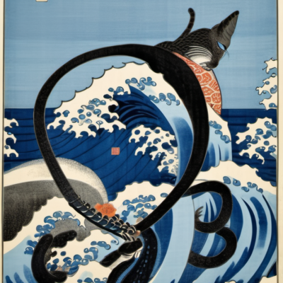 Goldmimi im Stil hokusai