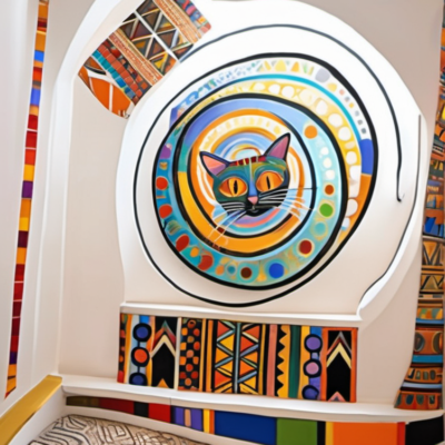 Hypno-Cat im Stil hundertwasser