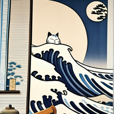Pinselmaus im Stil hokusai