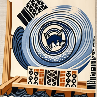 Hypno-Cat im Stil hokusai