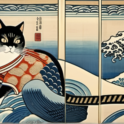 Schwanzl im Stil hokusai