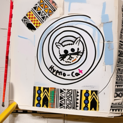 Hypno-Cat im Stil basquiat
