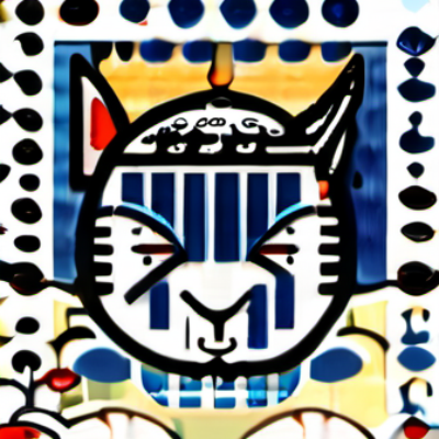 Wuschelkatz im Stil hokusai