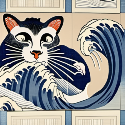 Schwanzwischer im Stil hokusai