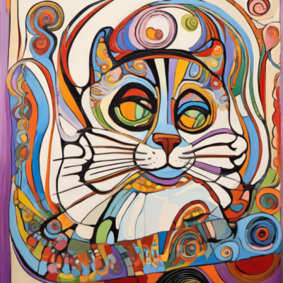 Witty the Cat im Stil hundertwasser