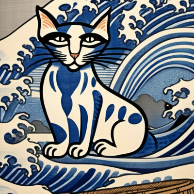 Kitty cat im Stil hokusai
