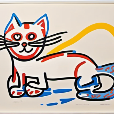 Blaupfote im Stil keith haring