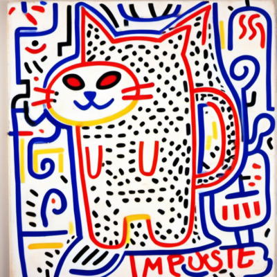 Wischelkatze im Stil keith haring