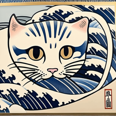 Zwerchfellschnurr im Stil hokusai