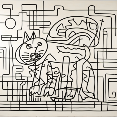 Wuschelbart im Stil keith haring