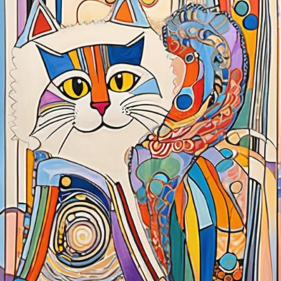 Mietze im Stil hundertwasser