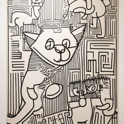 Wuschelkater im Stil keith haring