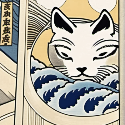 Zwetschge im Stil hokusai
