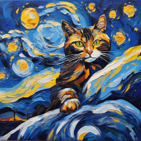 Mr. Fluffy im Stil van_gogh
