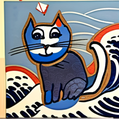 Schnurrwuschel im Stil hokusai