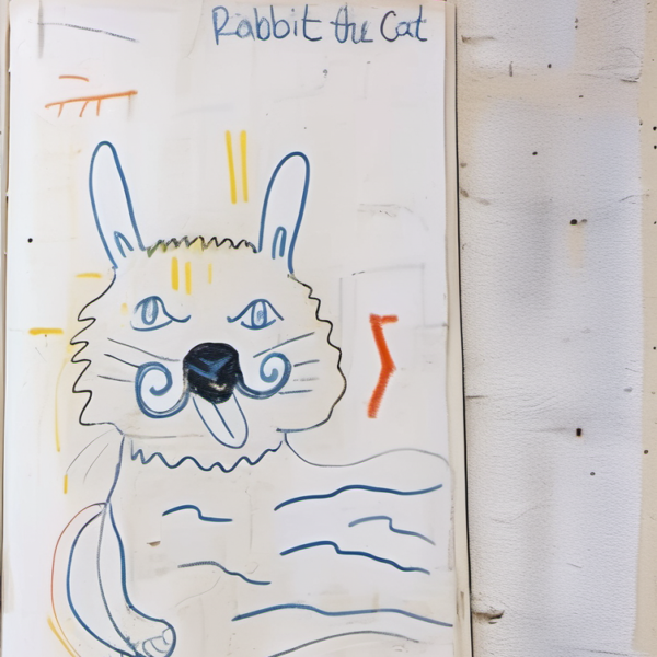 Rabbit the Cat im Stil basquiat