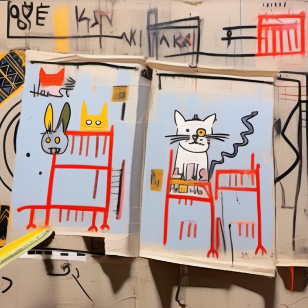 Katze im Stil basquiat