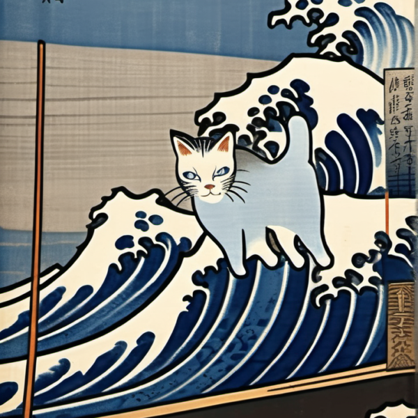 Kratze im Stil hokusai