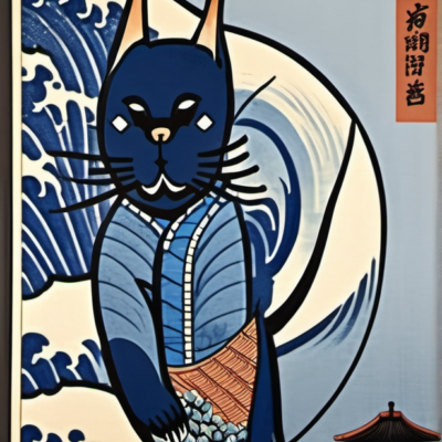 Wuschelkralle im Stil hokusai