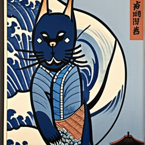 Wuschelkralle im Stil hokusai